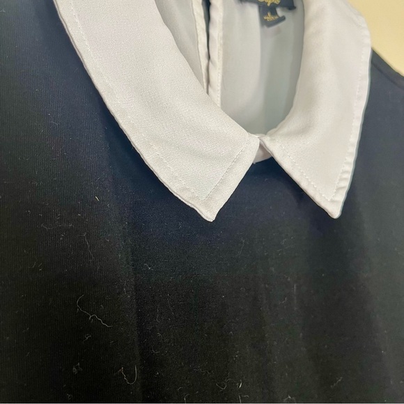 Cupio Women’s Preppy Black and White Collared Sleeveless Blouse Size L - Picture 2 of 6